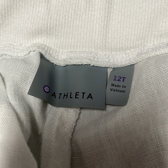 ATHLETA WHITE  100% LINEN PANT SIZE 12L long - Picture 3 of 4